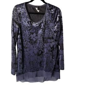 Fade Vintage 90s Grunge Top Large Velvet Burnout Whimsigoth Witchy Shirt